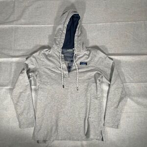 LL Bean Mens Small Gray Cotton Henley Hoodie Pullover Sweatshirt Spring Sweater
